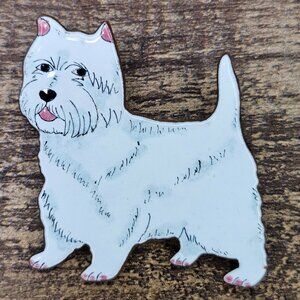Elvie Zell White Enamel West Highland Terrier Westie Dog Brooch Pin